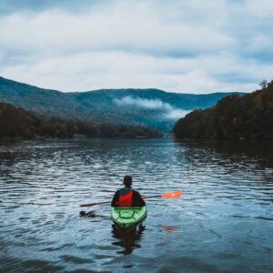 Man in a kayak on a river