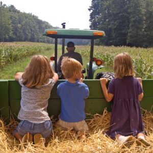 kids on a hay ride
