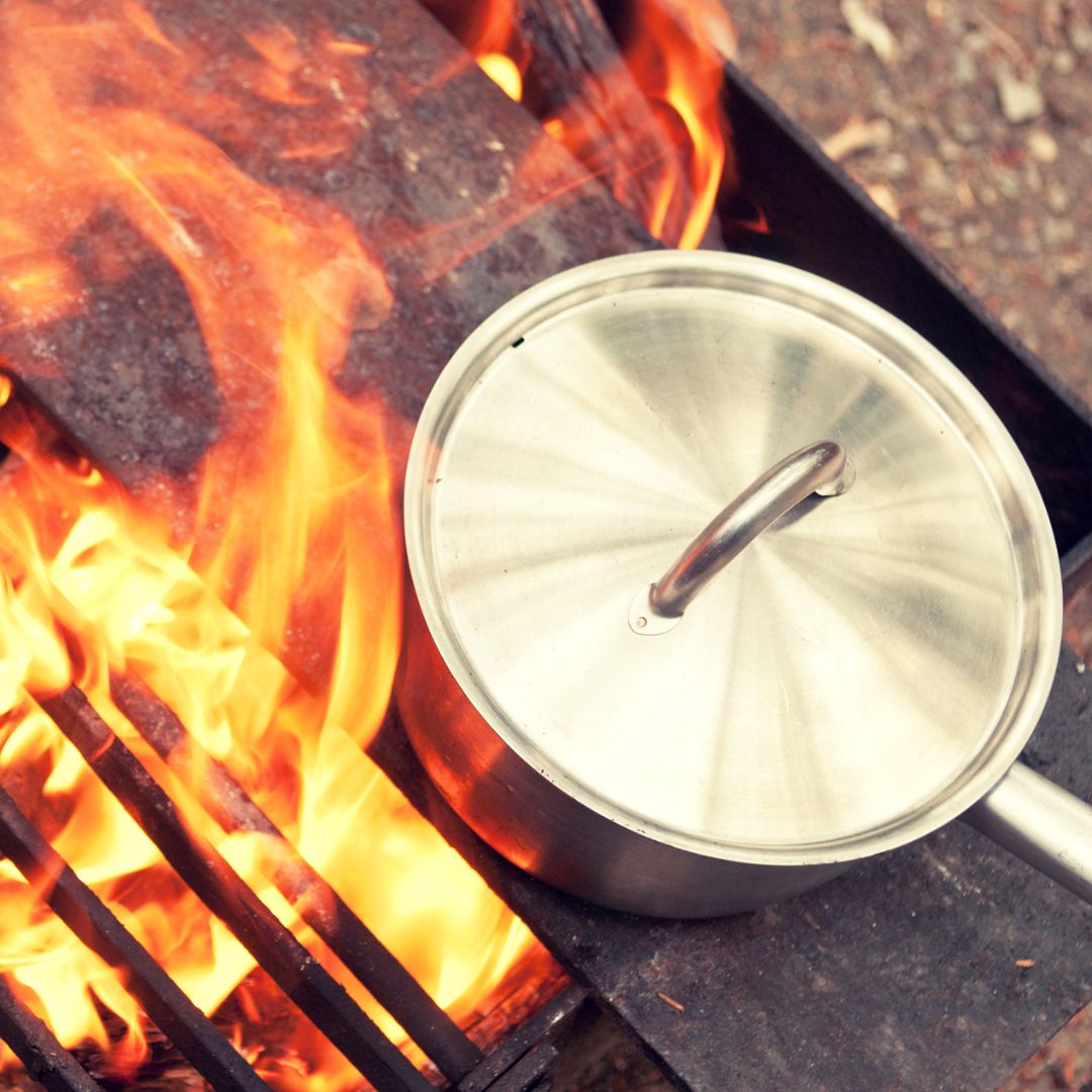 pot on campfire