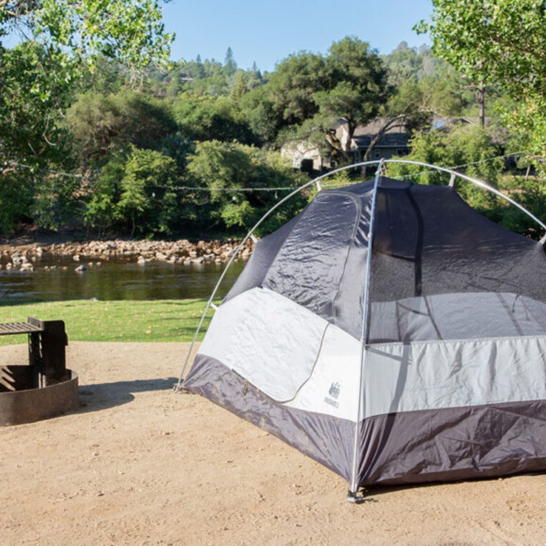 a tent near a river