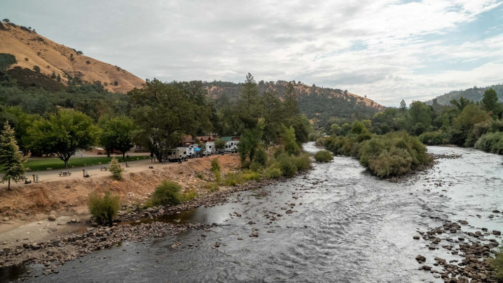 Campsite alongside a river